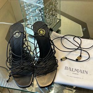 Size 39 Balmain Strap up heels(fits like a 38)Worn only once. Dust bag included.